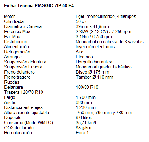 FichaTecnicaPiaggioZip50