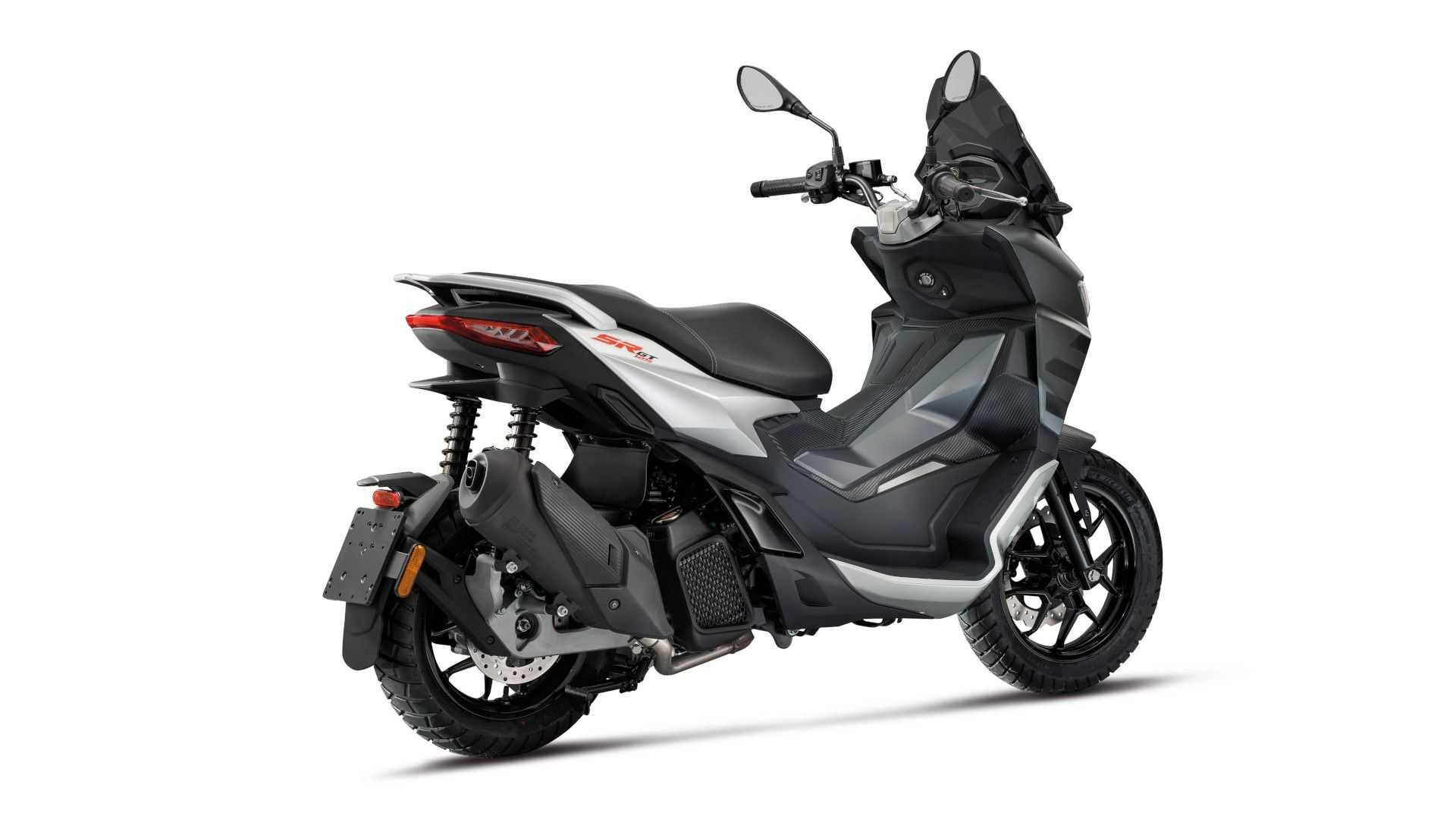 aprilia sr gt 125 gray rear right angle view